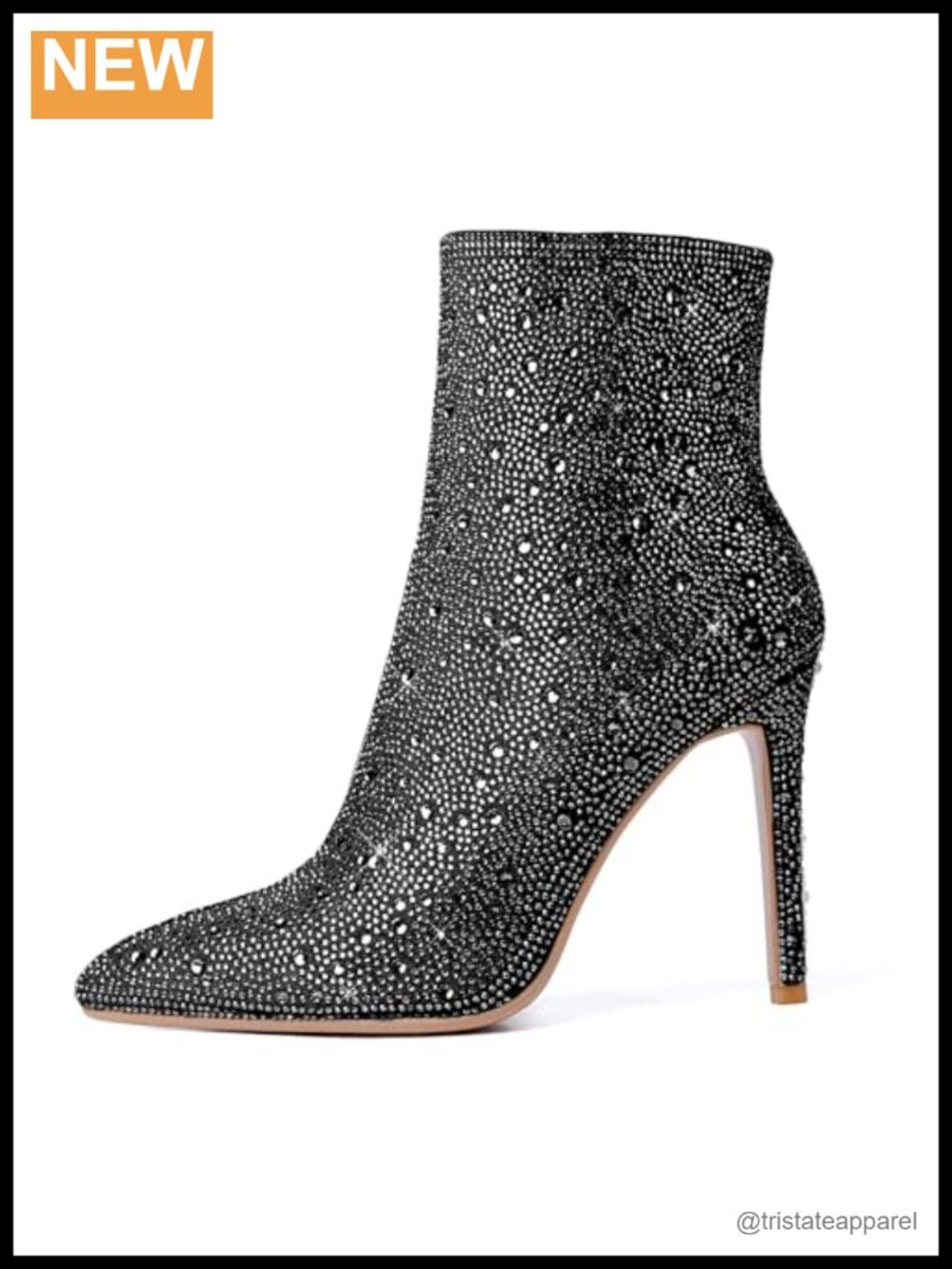 Sparkly Rhinestone Knee High Pointed Toe Stiletto Heeled Ankle Booties for Women